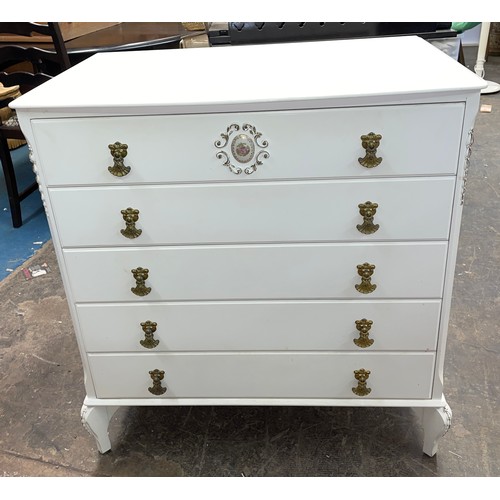 26 - CREAM FIVE DRAWER CHEST