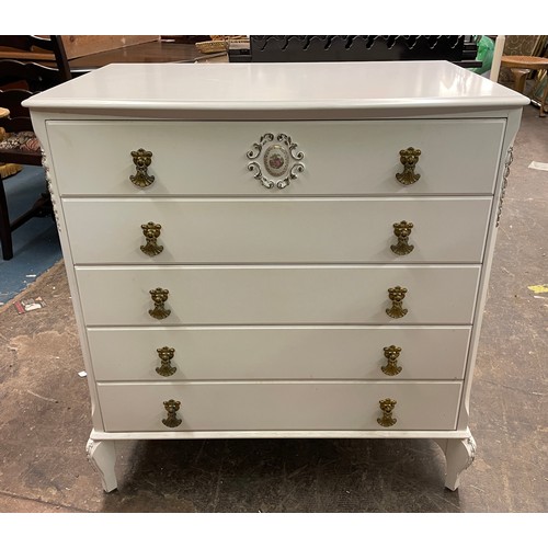 26 - CREAM FIVE DRAWER CHEST