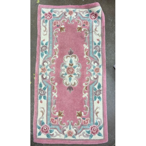 111 - CHINESE PINK FLORAL CARPET RUNNER