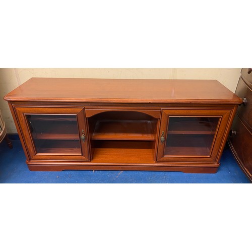 8 - MODERN CHERRY WOOD DOUBLE GLAZED DOOR MEDIA UNIT