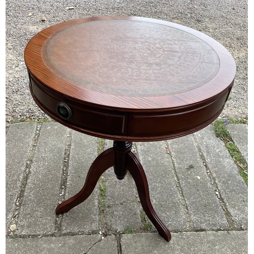 104 - REPRODUCTION MAHOGANY TRIPOD DRUM TABLE