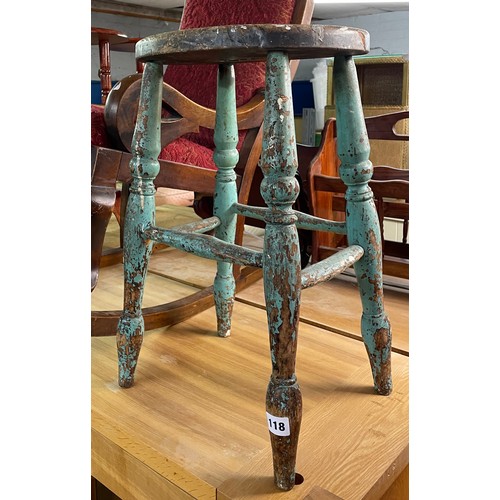 118 - EDWARDIAN PAINTED ELM STOOL