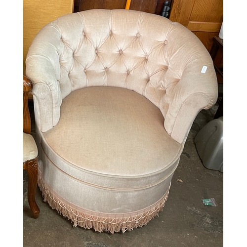 64 - SALMON PINK TUB BEDROOM CHAIR AND ONE OTHER