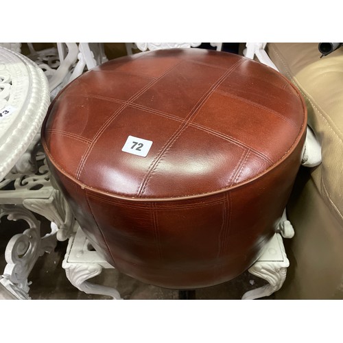 72 - CIRCULAR TAN LEATHER STITCHED FOOT STOOL