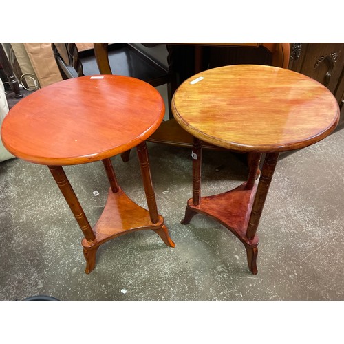 77 - TWO FLAT FORM CIRCULAR TRIFORM OCCASIONAL TABLES