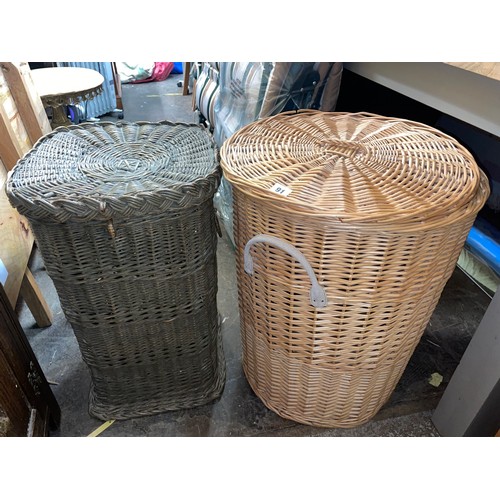 91 - WICKER LINEN BIN AND RATTAN LINEN BIN