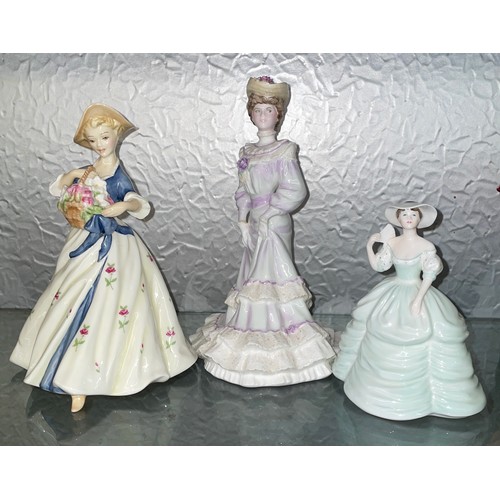 475 - COALPORT LOUISA AT ASCOT AND CARLA, AND A ROYAL WORCESTER FIGURE OF SUMMERS DAY