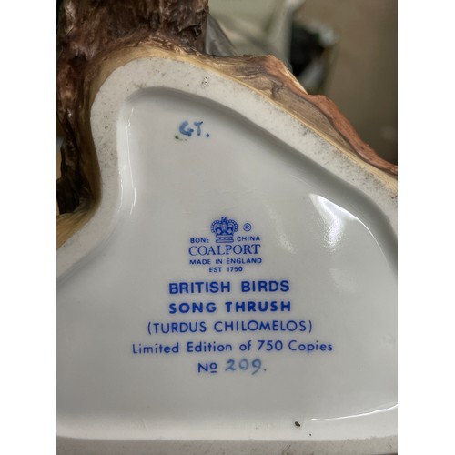 471 - TWO COALPORT LIMITED EDITION BRITISH BIRD SERIES SONG THRUSH