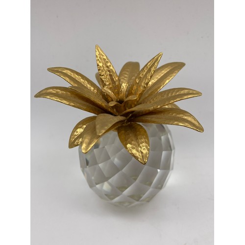 488 - SWAROVSKI PINEAPPLE WITH GILDED LEAVES