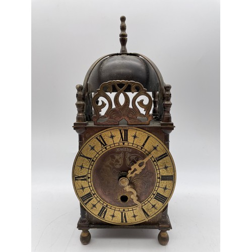 438 - SMITHS BRASS LANTERN TYPE PRESENTATION QUARTZ CLOCK