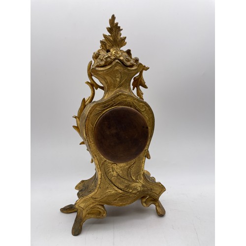 437 - GILT METAL ROCOCO MANTLE CLOCK