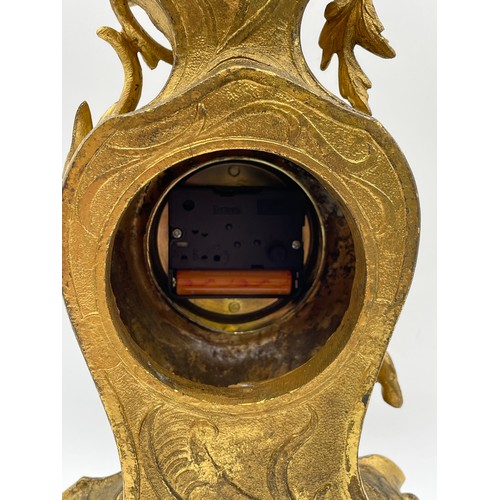 437 - GILT METAL ROCOCO MANTLE CLOCK