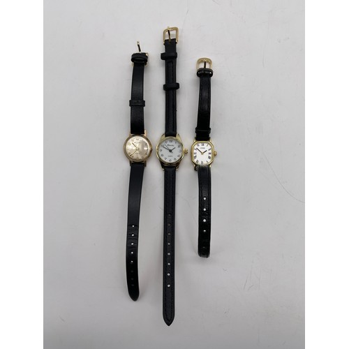 537 - LADIES CITIZEN, RAVEL, AND ROTARY WRIST WATCHES ON LEATHER STRAPS A/F