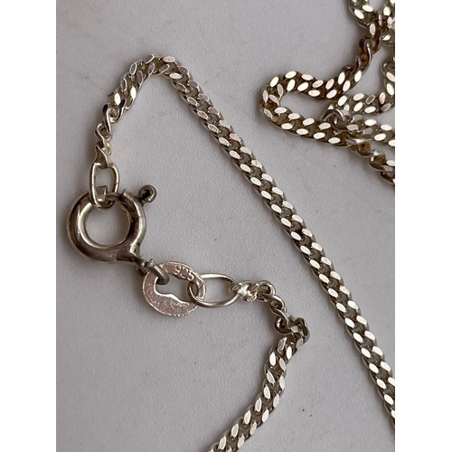 539 - SILVER FLAT CURB LINK CHAIN AND 1920 3D COIN MOUNTED PENDANT