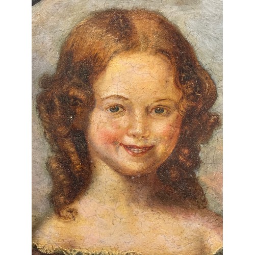 490 - OILS ON BOARD PORTRAIT OF A YOUNG GIRL 25cm x 25cm