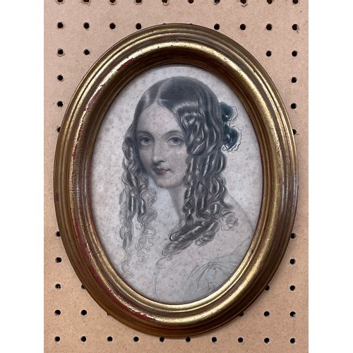 533 - STIPPLE TINTED ENGRAVING OF A FEMALE PORTRAIT IN OVAL FRAME