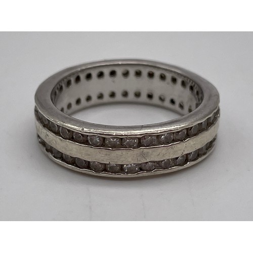 568 - SILVER 925 CZ DOUBLE CHANNEL ETERNITY BAND SIZE O