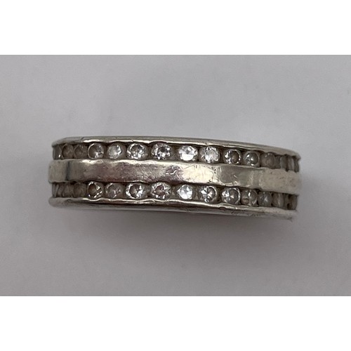 568 - SILVER 925 CZ DOUBLE CHANNEL ETERNITY BAND SIZE O