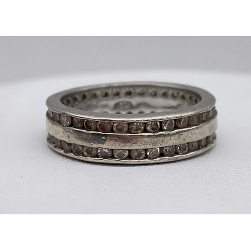 568 - SILVER 925 CZ DOUBLE CHANNEL ETERNITY BAND SIZE O