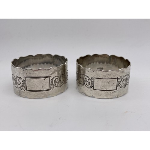 547 - TWO SILVER ENGRAVED NAPKIN RINGS