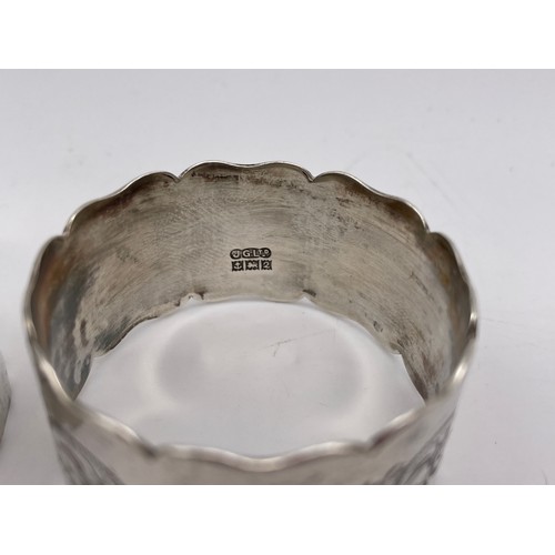 547 - TWO SILVER ENGRAVED NAPKIN RINGS