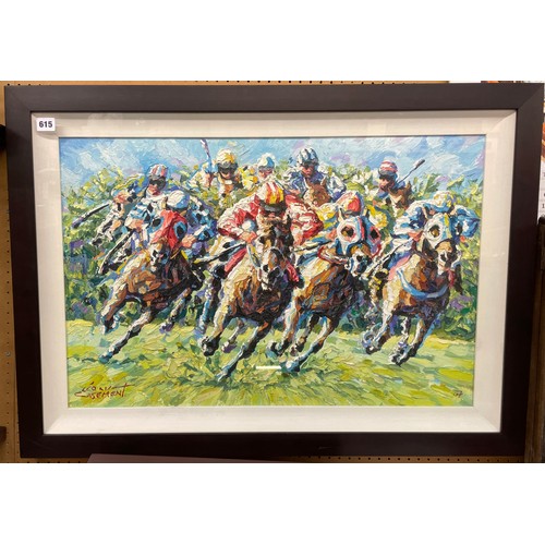 604 - LEO CASEMENT IRISH SCHOOL OILS ON CANVAS 'LEADING THE FIELD' 2007 FRAMED AND GLAZED