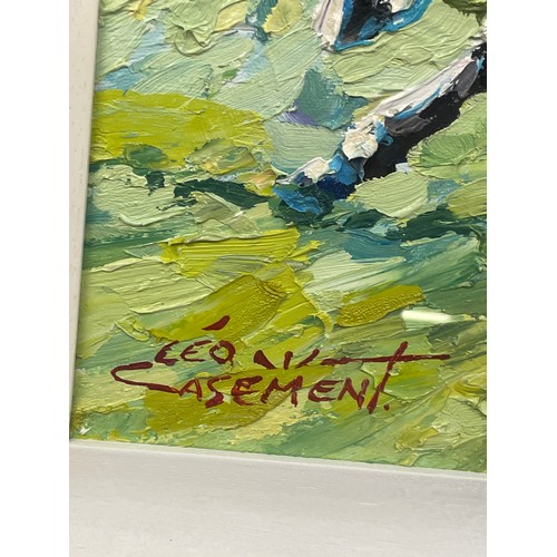 604 - LEO CASEMENT IRISH SCHOOL OILS ON CANVAS 'LEADING THE FIELD' 2007 FRAMED AND GLAZED