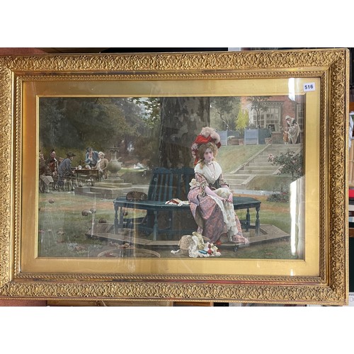 516 - GOOD QUALITY REPRODUCTION LITHOGRAPHIC PRINT AFTER MARCUS STONE 'THE GAMBLERS WIFE' (C1885) FRAMED A... 