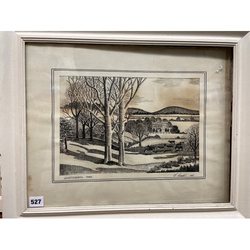 527 - FRANK WORNES PEN AND INK SKETCH OF CHATSWORTH PARK SIGNED AND DATES