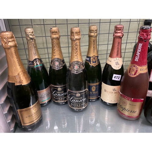 472 - SEVEN BOTTLES OF CHAMPAGNE AND SPARKLING WINES