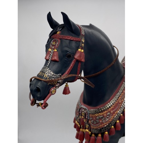 480 - BOXED LLADRO LIMITED EDITION 155/300 ARABIAN PURE BRED BLACK STALLION WITH CERTIFICATE