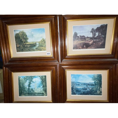 532 - SET OF LITHOGRAPHIC PRINTS OF CONSTABLE PAINTINGS FRAMED AND GLAZED