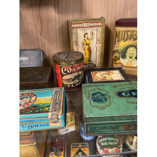 430 - COLLECTION OF VINTAGE ENAMEL MAINLY ADVERTISING TINS