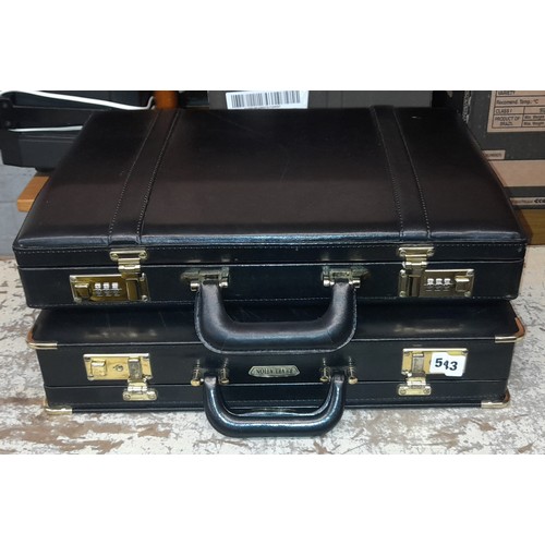 543 - ONE COMBINATION LO0CK BRIEF CASE AND ONE KEY LOCK BRIEFCASE