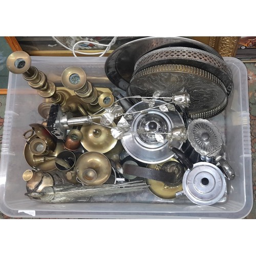 561 - BOX OF ELECTRO PLATED WARES AND BRASS