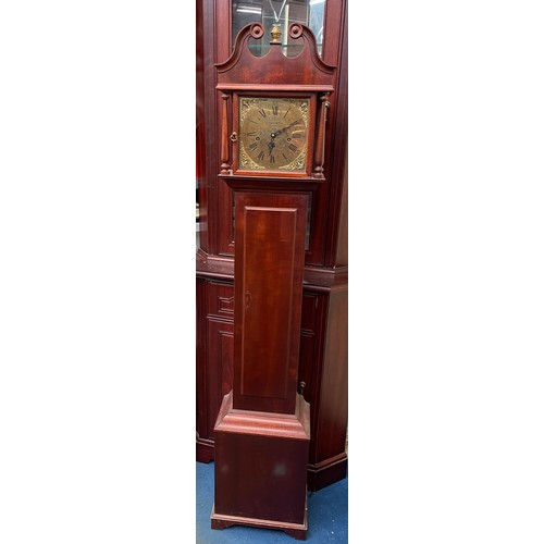 12 - GOOD FELLOW BRASS FACED MINIATURE LONG CASE CLOCK