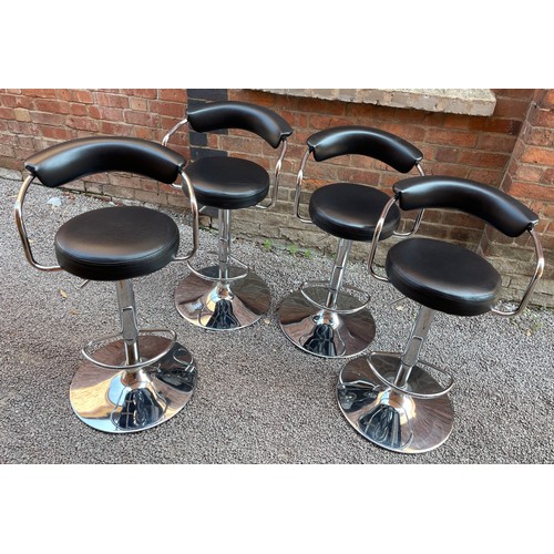 145 - 4 CHROMIUM HYDRAULIC SWIVEL BREAKFAST STOOLS