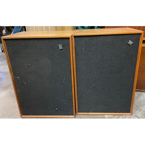 181 - PAIR OF VINTAGE TEAK CASED WHARFEDALE SPEAKERS