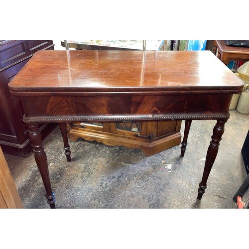 76 - 19TH CENTURY MAHOGANY FOLD OVER TOP TABLE