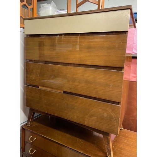 79 - 1950S WALNUT GLOSS FOUR DRAWER CHEST