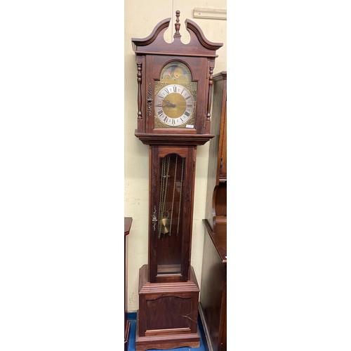 24 - REPRODUCTION ARCHED FACE LONG CASE CLOCK