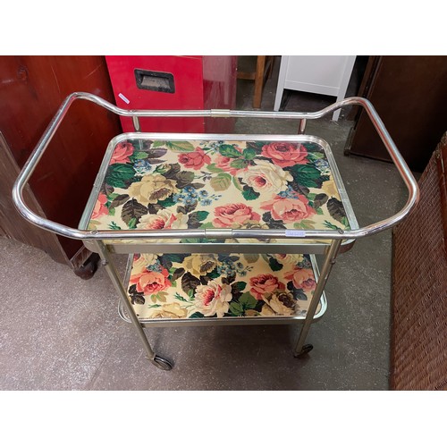 93 - 1970S CHROMIUM TRAY TOP TROLLEY TABLE