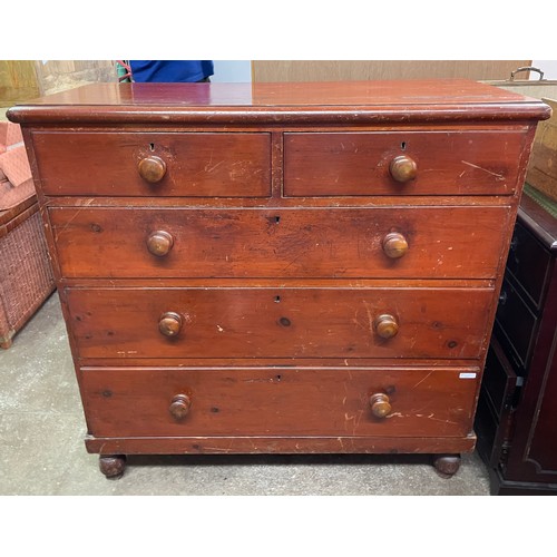 81 - VICTORIAN PINE TWO OVER THREE DRAWER CHEST