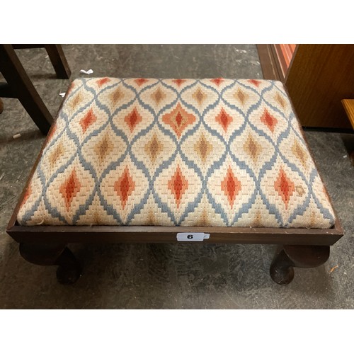 6 - SMALL UPHOLSTERED CABRIOLE LEG STOOL