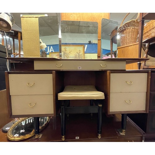 67 - 1950S GPLAN KNEEHOLE DRESSING TABLE AND STOOL