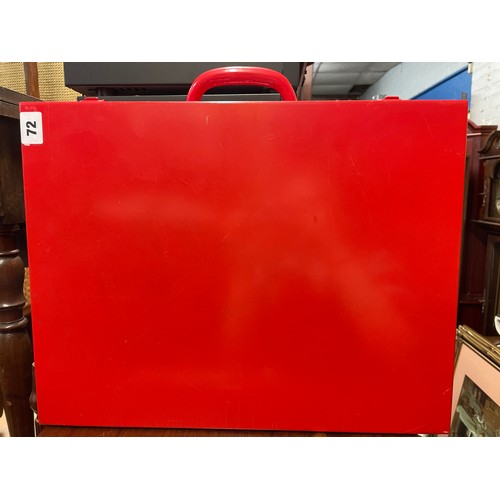 72 - RED ENAMEL METAL TOOL BOX