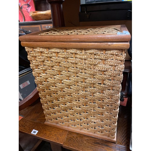 99 - SMALL BASKET WEAVE LINEN BIN