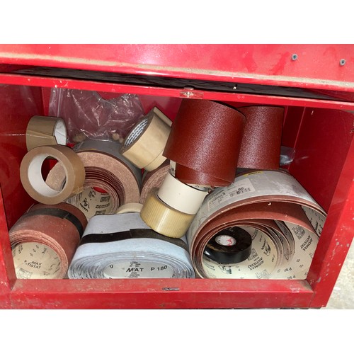 173 - RED ENAMEL MOBILE TOOL CHEST WITH CONTENTS