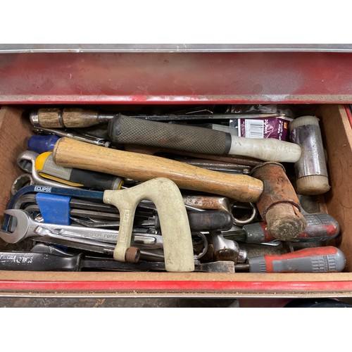 173 - RED ENAMEL MOBILE TOOL CHEST WITH CONTENTS