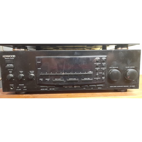 218 - KENWOOD COMPACT DISC PLAYER, AUDIO VIDEO RECIEVER AND HITACHI STEREO TAPE DECK